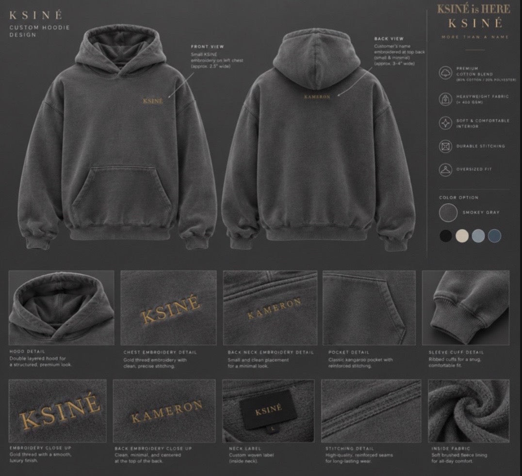 KSINÉ SIGNATURE HOODIE- GREY CHARCOAL