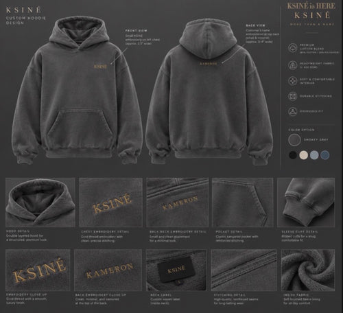 KSINÉ SIGNATURE HOODIE- GREY CHARCOAL