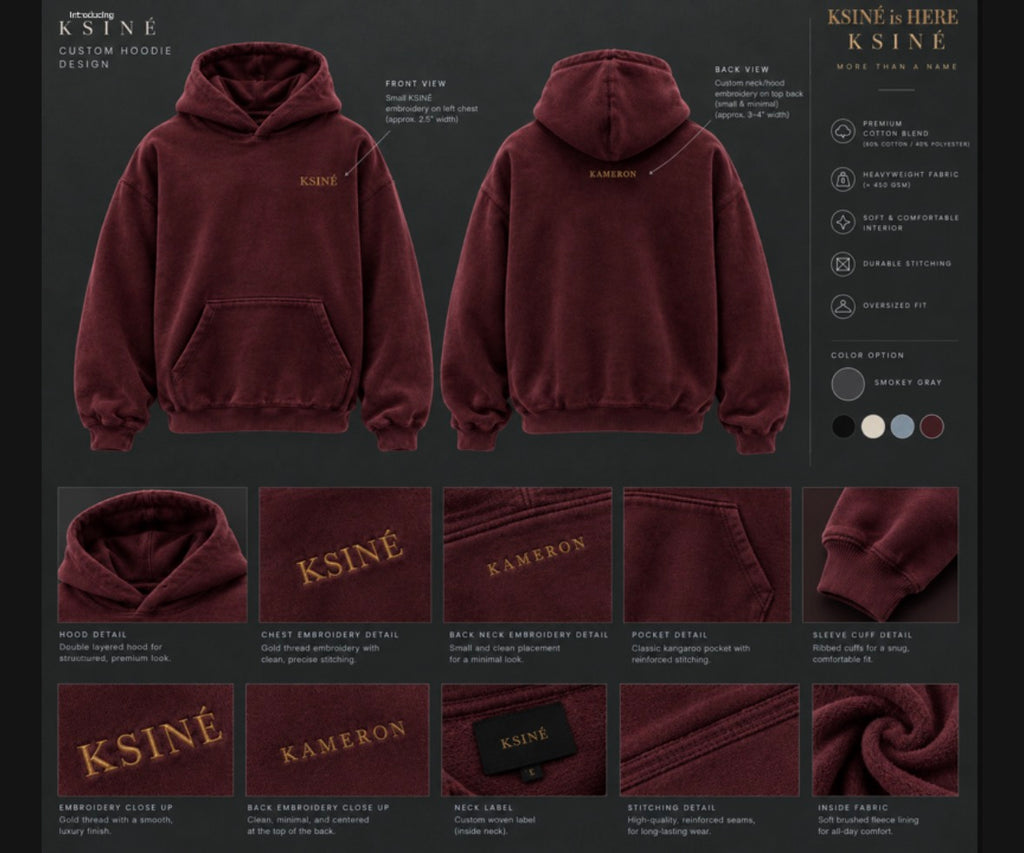 KSINE SIGNATURE HOODIE- MAROON